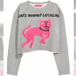 H&M Zara Larsson Cats Against Catcalling Cropped Sweatshirt
